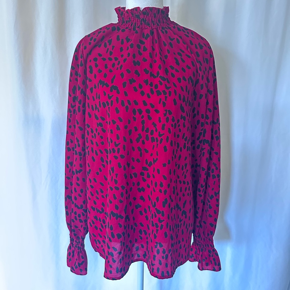 AX Paris Red and Black Leopard Print Blouse